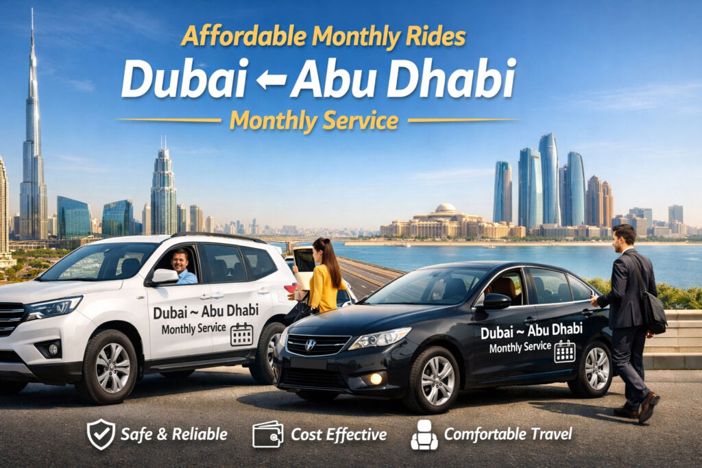 Affordable Monthly Rides – Dubai to Abu Dhabi Monthly Service