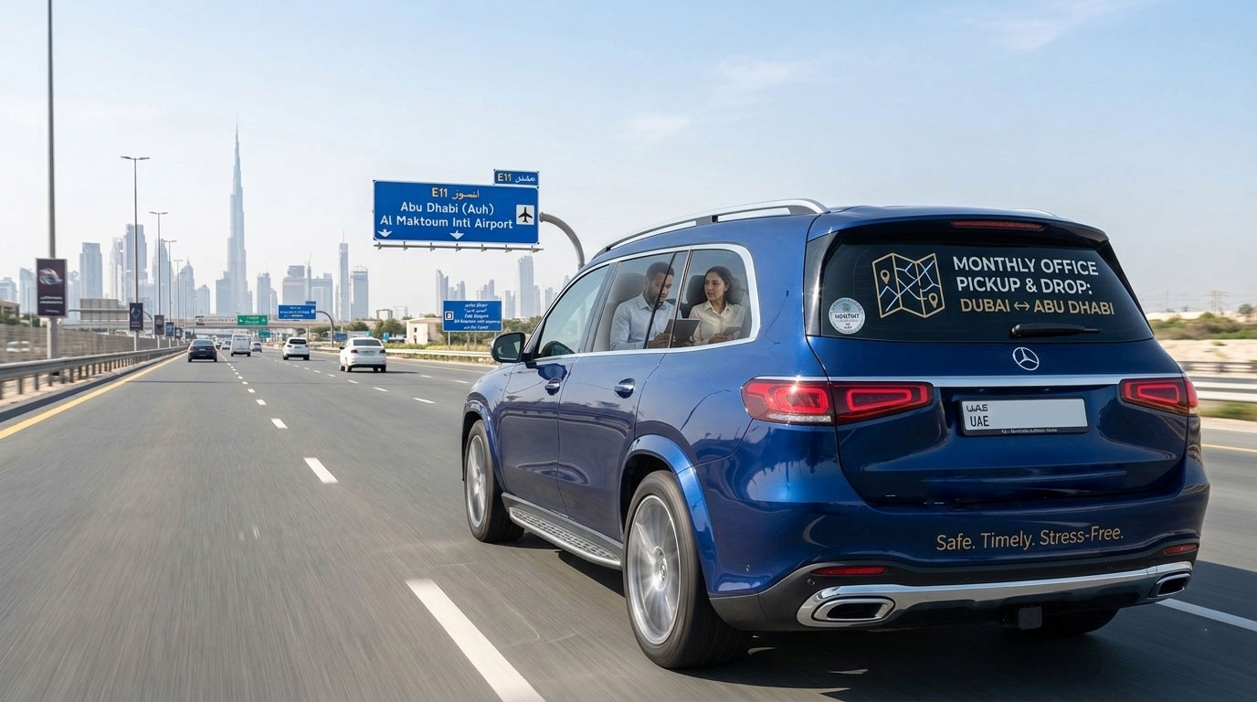 Office Pickup and Drop Dubai to Abu Dhabi – Monthly Transport