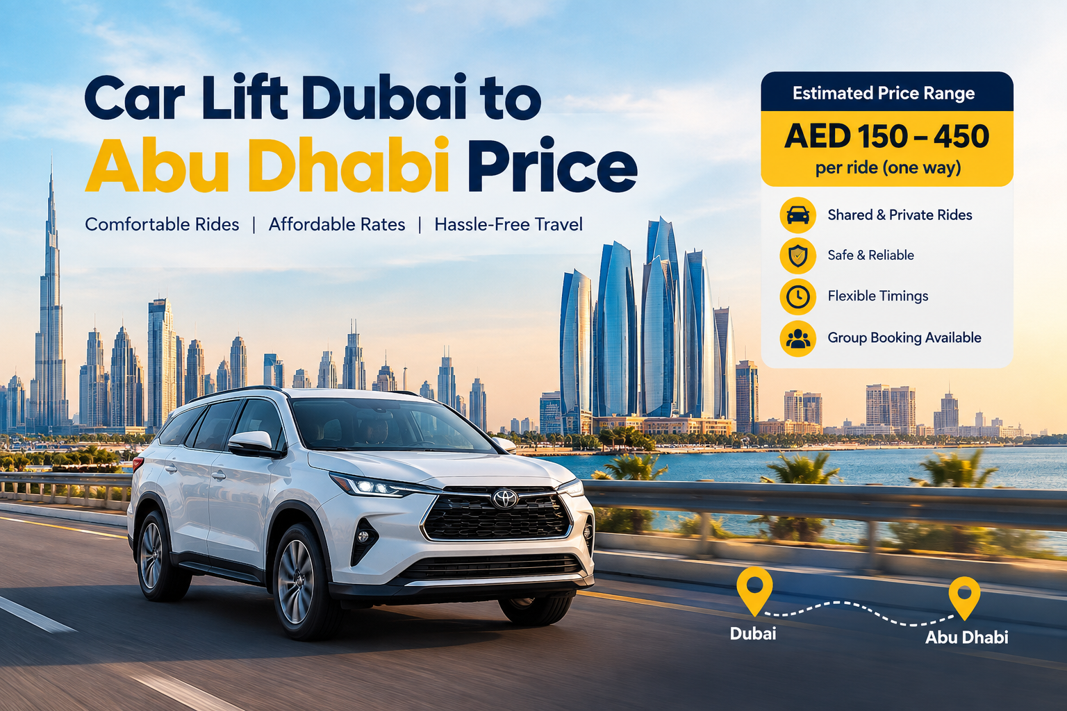 car lift Dubai to Abu Dhabi price